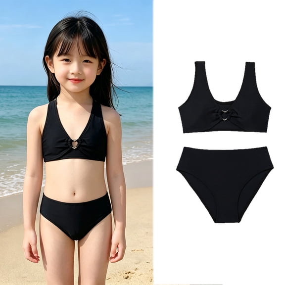 Kids Girls Swimsuits Girls Swimsuit With Shorts Bathing Suit 2 Piece Cute Bikini Girl Swimsuit Size 9-10 Years