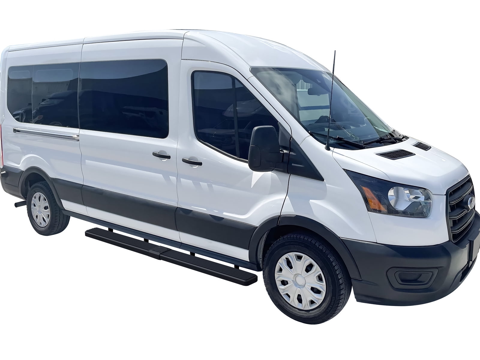 APS Running Boards 6 inches Matte Black Compatible with Ford Transit 2015-2025 Full Size Van 3-Door (Exclude 2022-2025 E-Transit) Stainless Steel (Nerf Bars Side Steps Side Bars)