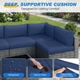 thumbnail image 3 of Superjoe 7-Piece Modular Patio Furniture Set, Wicker Outdoor Sectional Sofa with Cushions and Coffee Table,Conversation Sets for Porch Balcony Backyard Patio,Dark Blue, 3 of 10