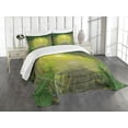 thumbnail image 3 of Ambesonne Forest Quilted Bedspread Set 3 Pcs, Pathway Trees, Queen Size, Fern Green Yellow, 3 of 5