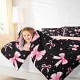 thumbnail image 4 of Homewish Modern Fashion Bowknot Bedding Comforter Set for Kids, Black Pink Bow-tie Twin Comforter Sets, Princess Style Reversible Bedding Set, Super Cozy Room Decor, 2 Pieces, 4 of 8
