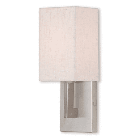 

Wall Sconces 1 Light With Steel Hand Crafted Oatmeal Color Fabric Hardback Shade English Bronze size 5 in 40 Watts - World of Crystal