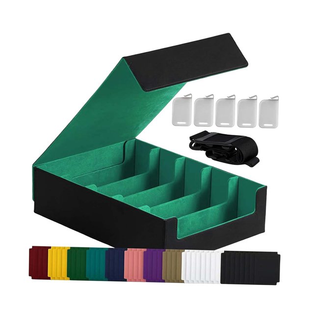 Caja para cartas coleccionables, caja de almacenamiento para cartas coleccionables, a prueba de polvo, portátil, de gran capacidad Verde