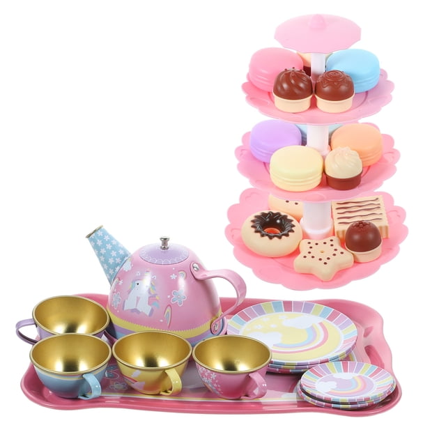 IFANLANDOR Imagination Stimulation Tea Set Props 17-Piece Dessert Tower for Tea Party Experience