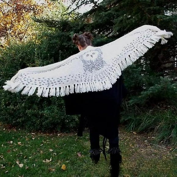 160cm Retro Owl Scarf, Hedwig Knitting Pattern Thick Warm Winter Scarf, Wrap Tassel Scarves Knitted Ladies Shawl