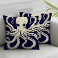 thumbnail image 3 of Acheng Ink Painting Marine Octopus Squid Sea Animals Starfish Decorative Throw Pillow Case Personalized Cushion Cover for Sofa Couch Bed Square  22x22in, 3 of 7
