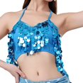 thumbnail image 4 of Top corto con borlas para danza del vientre, llamativo atuendo para fiestas y clubes, top con brillo para Azul claro, 4 of 9
