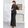 thumbnail image 3 of Vestido largo de maternidad AISWI elegante con cuello en V y mangas de pañuelo, 3 of 6