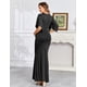 thumbnail image 3 of Vestido largo de maternidad AISWI elegante con cuello en V y mangas de pañuelo, 3 of 6