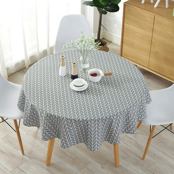 Ghojet Round Tablecloth 47''/59'' Washable Table Cloth Decorative Table Cover for Indoor and Outdoor Holiday Home Christmas Party Picnic Dining Room (Gray/Yellow)