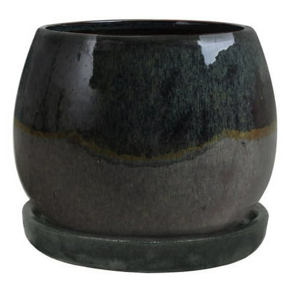 Trendspot 227346 6 in. Drip Green Artisan Pot