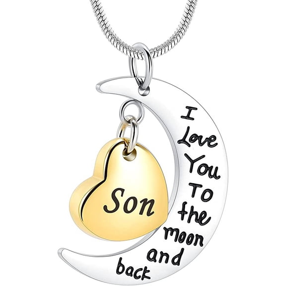 I Love You to The Moon and Back Cremation Urn Necklace for Ashes Keepsake Pendant For Dad/Daughter/Mom/Son