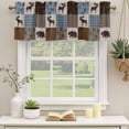 thumbnail image 2 of Blue Checkered Cabin Curtain Valances for Windows, Kitchen Valance Window Treatments Panel 2 Pack, Farmhouse Forest Brown Buffalo Plaid Rod Pocket Short Curtains for Bathroom Bedroom 42 x 12 Inch, 2 of 8