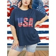 thumbnail image 2 of XCHQRTI American Stars Stripes Women Plus Size Tshirt 4th of July Patriotic Tee Short Sleeve 2x-5x, 2 of 7