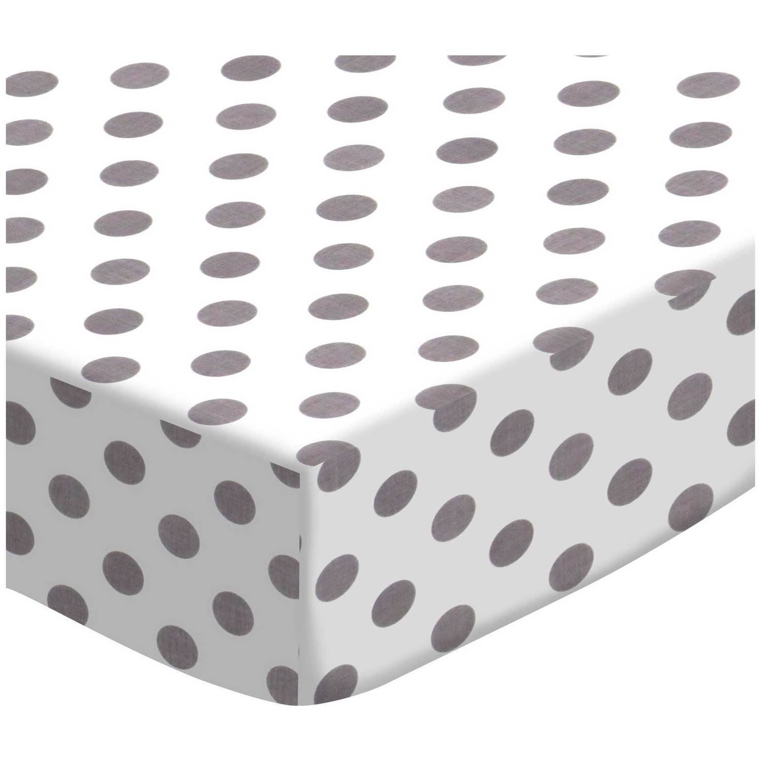 SheetWorld Fitted Sheet (Fits BabyBjorn Travel Crib Light) - Grey Polka Dots