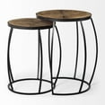 thumbnail image 3 of Mercana Clapp III Set of Two Round Top Brown Wooden Nesting Accent Tables, 3 of 7