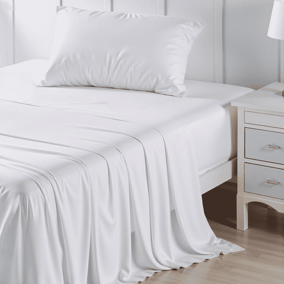 YGXNEWER 3 Piece Bed Sheet Set, Lightweight Super Soft Easy Care Wrinkle Free Microfiber, Up to 16-Inch Deep Pockets, Twin, White, Solid