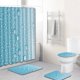 thumbnail image 1 of Juego de cortinas de ducha de 4 piezas, con 12 ganchos, gota de agua artística con alfombras antideslizantes, tapa de inodoro y alfombrilla de baño, duradera e impermeable, para decoración de baño,, 1 of 5