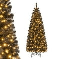 thumbnail image 1 of Patiojoy 6 FT Artificial Halloween Tree Pre-lit Pencil Tree with 618 Branch Tips 280 Warm White LED Lights, 1 of 10