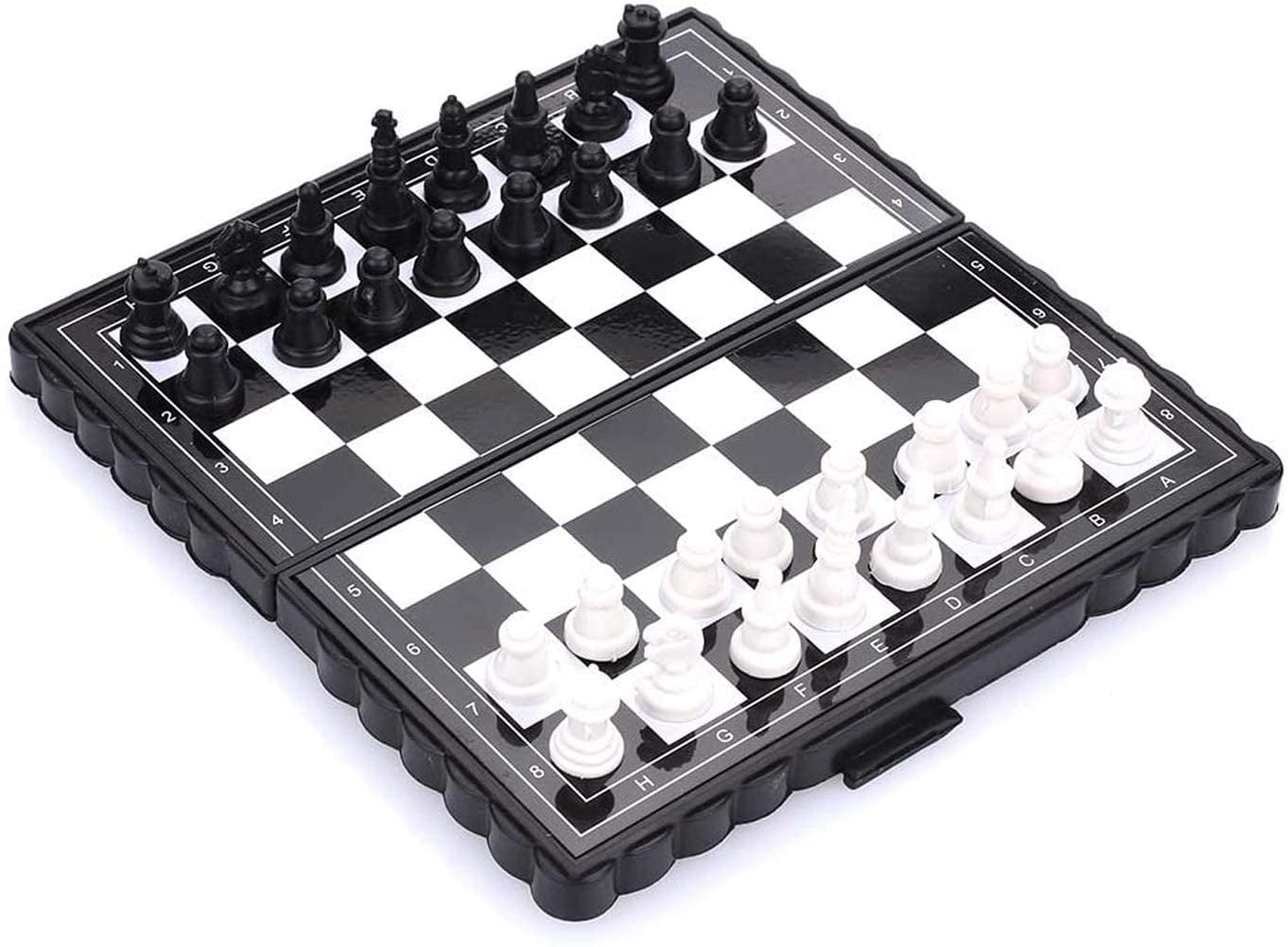 Mini Ebonized Wood Magnetic Travel Chess Set 6 X 6" 