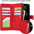 thumbnail image 3 of Wallet Case Compatible with iPhone 12 Pro Max,[6 Card Slots] [Wrist Strap] [Stand Feature] Detachable 2 in 1 Magnetic Zipper Leather Slim Cover Case for iPhone 12 Pro Max,6.7 inch Red, 3 of 7