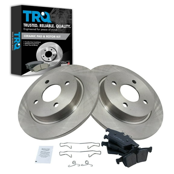 TRQ Rear Brake Pad & Rotor Kit Brake Pads Brake Rotor Ceramic Fits Select 2018-2019 Ford EcoSport