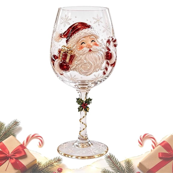 HIJUNE Christmas 3D Wine Glass, 3D Christmas Glass Art Cup, for Wi𝐧e, Cocktails, Holiday Party & Table Decor
