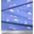 thumbnail image 2 of Soimoi Blue Cotton Duck Fabric Cloud & Unicorn Animal Print Fabric by the Yard 42 Inch Wide, 2 of 3