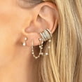 thumbnail image 2 of Top-keivon 1 PCS Minimalist Cuff Small Hoop Cubic Zirconia Chain Climber Crawler Earrings for Women Cartilage 925 Sterling Silver Post Hypoallergenic Fashion Threader Crystal Huggie Clip Hoops, 2 of 15