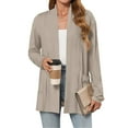 thumbnail image 5 of VISALY Long Cardigans Trendy Cardigan Lightweight Cardigans Long Sleeve Thin Summer Cardigans Open Front Cardigan Fall Fashion Cardigan Lounge Cardigans Plus Size Cardigan Lightweight Khaki 4Xl, 5 of 7