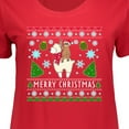 thumbnail image 3 of Inktastic Merry Christmas Sloth and Llama Ugly Sweater Style Women's Plus Size T-Shirt, 3 of 4