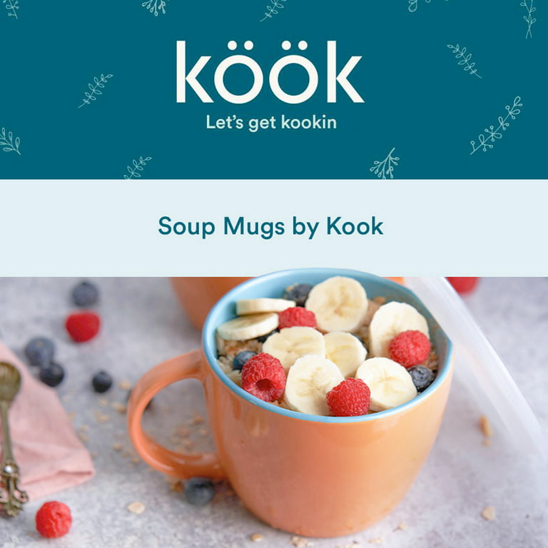 Kook 25-Oz Soup Cup Travel Mug with Handle & Microwave Lid, Set of 2  Pumpkin & Blue 