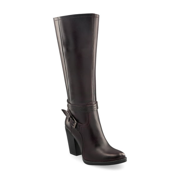 Bota Alta Color Vino Con Detalle De Hebilla Mundo Terra 029389