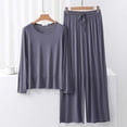 thumbnail image 2 of Sentmoon 2 Pcs Ensemble de Pyjama pour Femmes Col Ras du Cou Nuisette Aguichant Manches Longues Coupe Décontractée Extensible Couleur Unie Chemises de Nuit pour Femmes Décontractées pour Soirées Douillettes en Gris TTG, 2 of 4