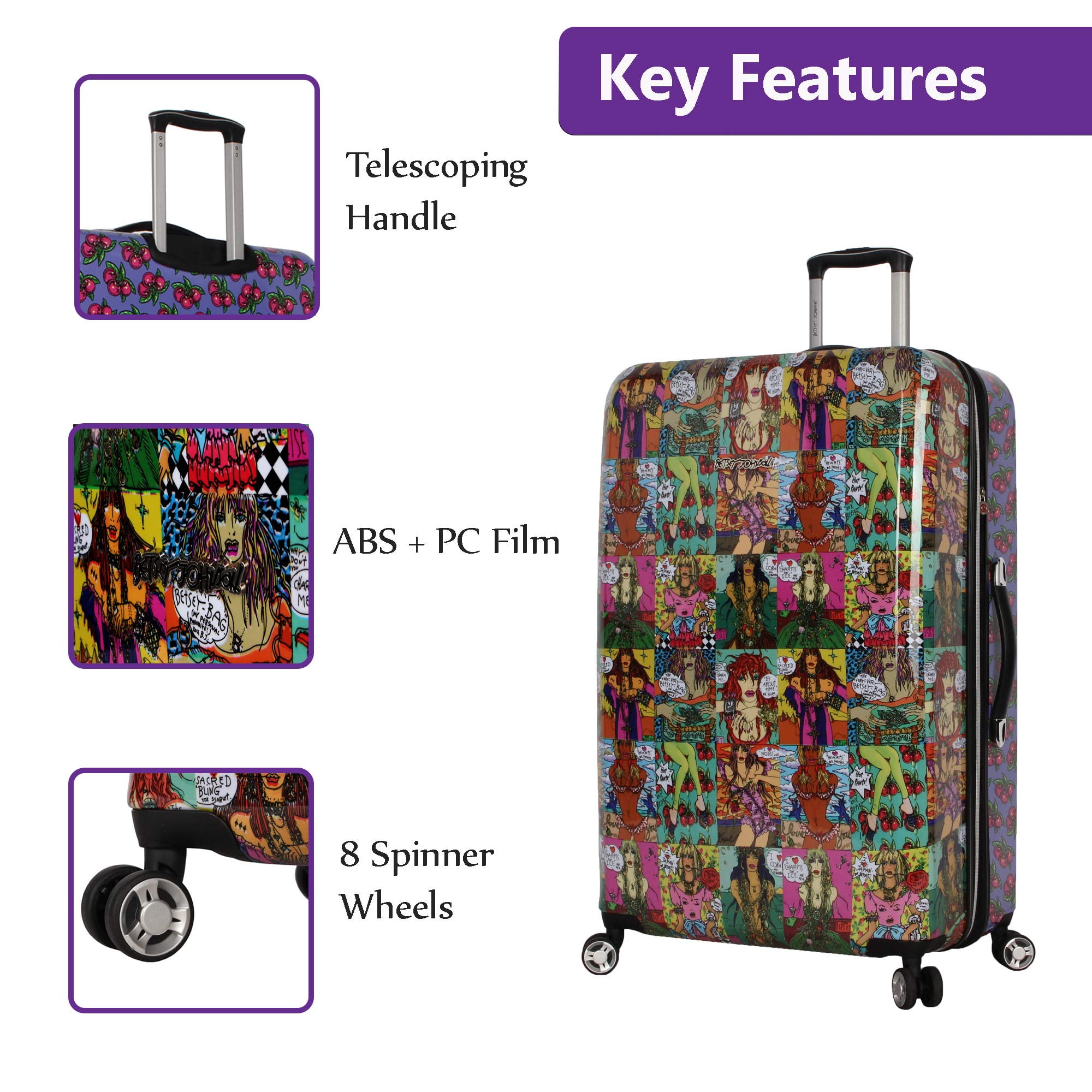 Betsey Johnson 26 Inch Checked Luggage Collection - Expandable