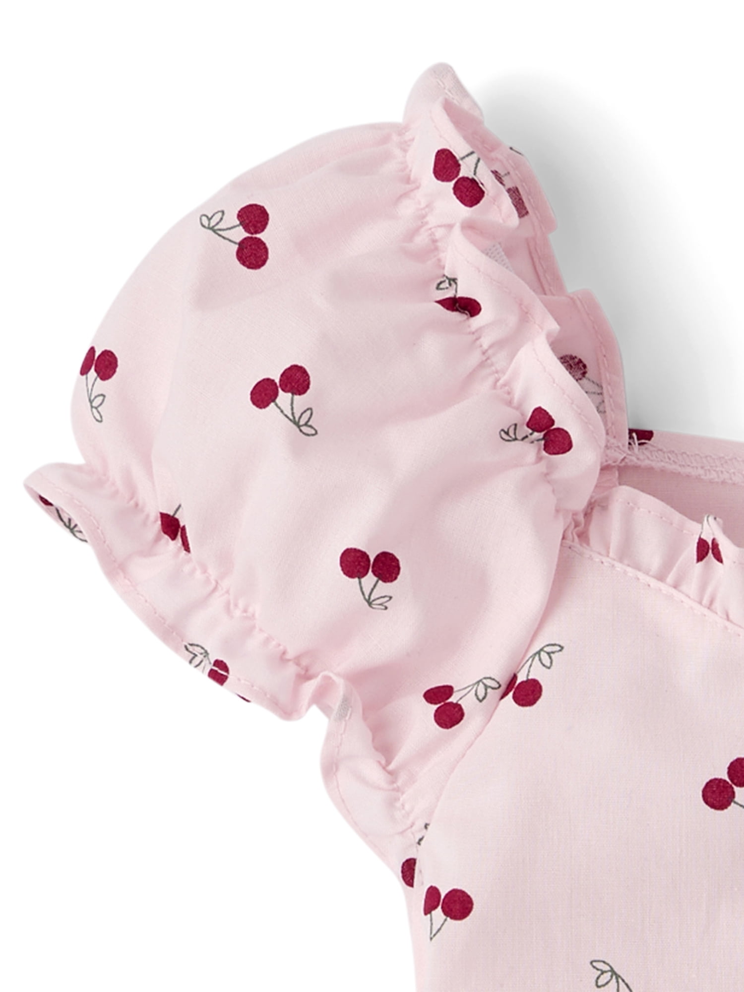 The Children's Place Girls Short Puff Sleeve Cherry Ruffle Poplin Blouse, Sizes XS-XXL