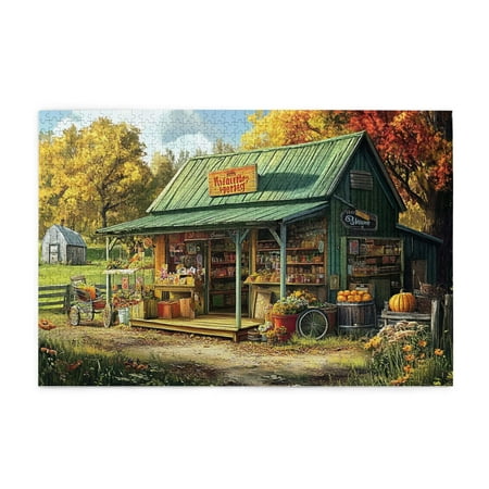 1000 PCS Rural Small Shop 1000 Piece Wooden Puzzle For Adults Great For Relaxation & Display For Puzzle Lovers Challenging Brain Exercise Creative Activity Hobbies For Adults Stress Relieving Puzzle