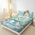 thumbnail image 4 of Feelyou Glitter Snowman Twin Sheet Sets, Dreamy Fairy Tale Twin Fitted Sheet, Christmas Tree Snowflake Flat Sheet, Ultra Soft Home Decor, 3pcs, 4 of 7