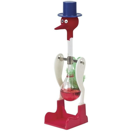Backed Glass - Red Retro Happy, Tip his beak into a glass of water, and he goes back on his own again and again. By Drinking Bird
