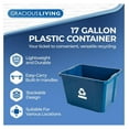 thumbnail image 3 of Blue Trash Can 17 Gallon, Curbside Recycling Bin - Plastic Home Garbage Container with Handles, 3 of 9