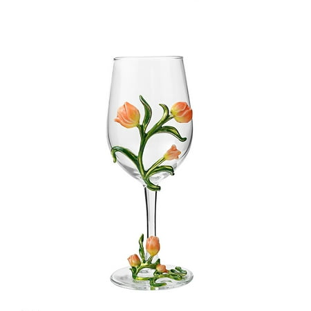 

Wine Glass Creative Glass Wine Goblet Reusable Embossment Tulip Champagne Goblet