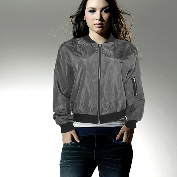 Luxshiny Versatile Short Jacket Grey Polyester Flattering Length for Woman