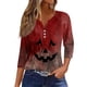 thumbnail image 1 of Camisa Henley informal de manga 3/4 para mujer, blusa con cuello en V y botones con estampado tie-dye para uso diario, 1 of 5