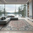 thumbnail image 2 of ODIKA 6'x9' Washable Area Rug Non-Slip, Easy Care, Nursey Faded Pink Gentle Scrollwork Motifs Blush Dorm Whimsical for Family Room, Living Mater Bedroom, 2 of 7