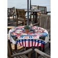 thumbnail image 2 of Outdoor Tablecloth with Umbrella Hole for Patio/Picnic/Party/Camping, 4th of July Waterproof Table Cloth Round Cover Washable, USA Blue Red Gnomes Independence Day (Dia 60"), 2 of 9