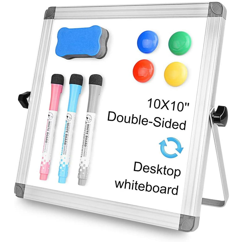 TCTrade 10x10 White Board for Kids Dry Erase Board with Stand, 3 Markers, 4 and
