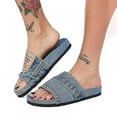 thumbnail image 1 of Women's Stylish Denim Slides Handmade Denim Slip-on Slippers Of Recycled Jeans Compatible Newway, 1 of 5