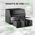 thumbnail image 6 of Double Basket Air Fryer 8.8 QT | Family Size Oil Free Airfryer with Transparent Window | 9-1 Preset Cooking Options | 360° Hot Air Circulation Technology | 4.4 QTs per Basket | Black, 6 of 8