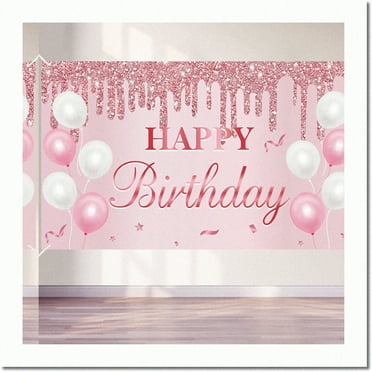 Rose Gold Celebration: Glamorous Birthday Banner for Women & Girls, Happy Birthday Party Decorations, Perfect for 16th 21st 30th 40th 50th 60th Bday, Stunning Photo Props & Backdrop