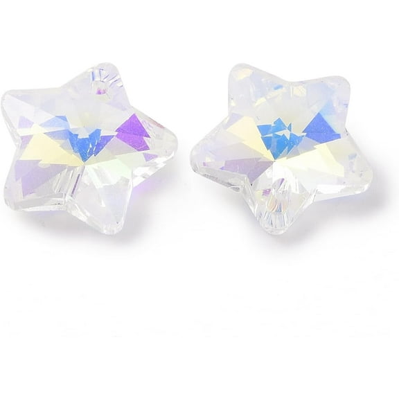 10Pcs Star Pendant Ornament Electroplate Glass Charms Faceted Star Clear AB Glass Charms Pendant Jewelry Making Charms for Women DIY Necklace Bracelet Earring Jewelry Craft Making